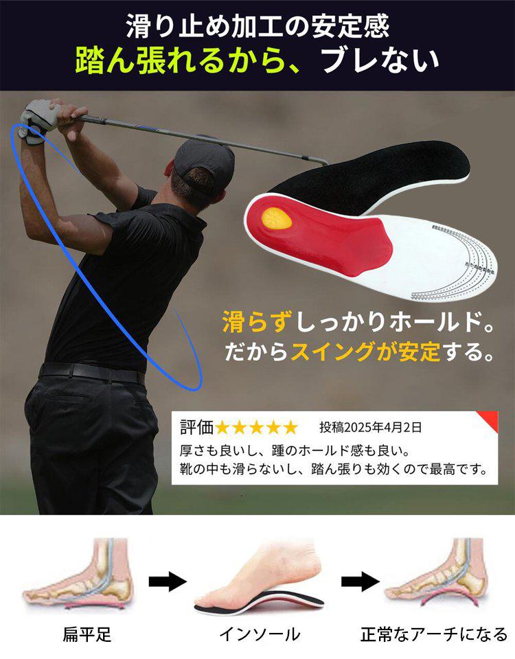 足の疲れをやさしく支えるアーチサポートインソール